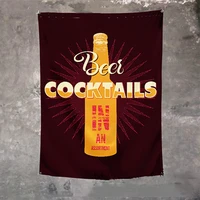 beer cocktails poster wall art bar wine cellar cafe home decoration hanging flag 4 gromments in corners beer day banner tapestry