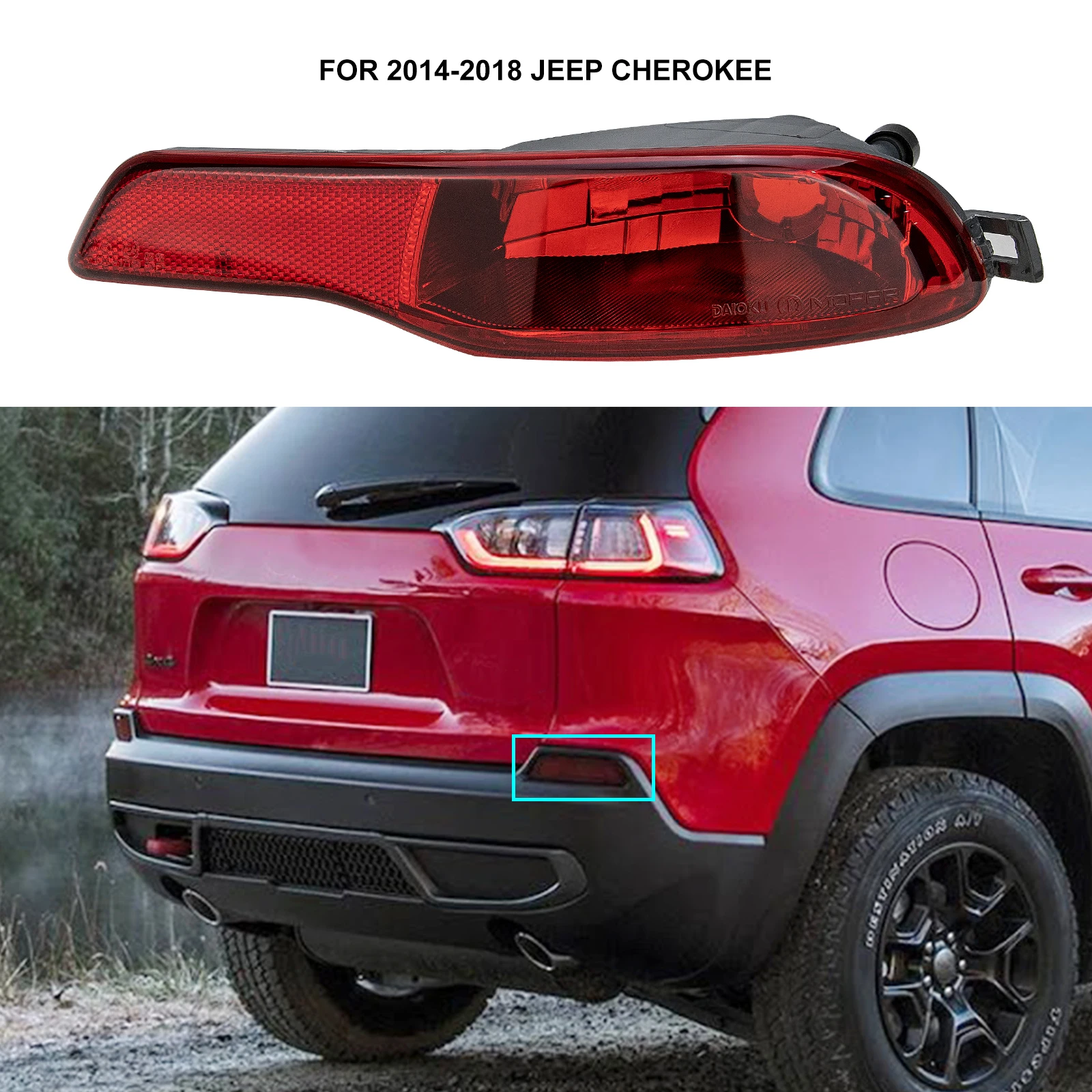 

For 2014-2018 Jeep Cherokee Rear Right Passenger Side Bumper Fog Light Reflector