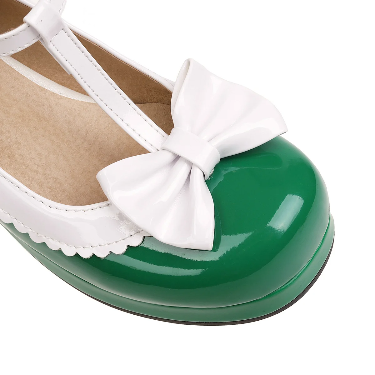 EDEELVEEYS Patent Leather Lolita Mary Jane Shoes Women Red Bowtie Ladies T Strap Chuncky High Heels Pumps Princess Bridal Party