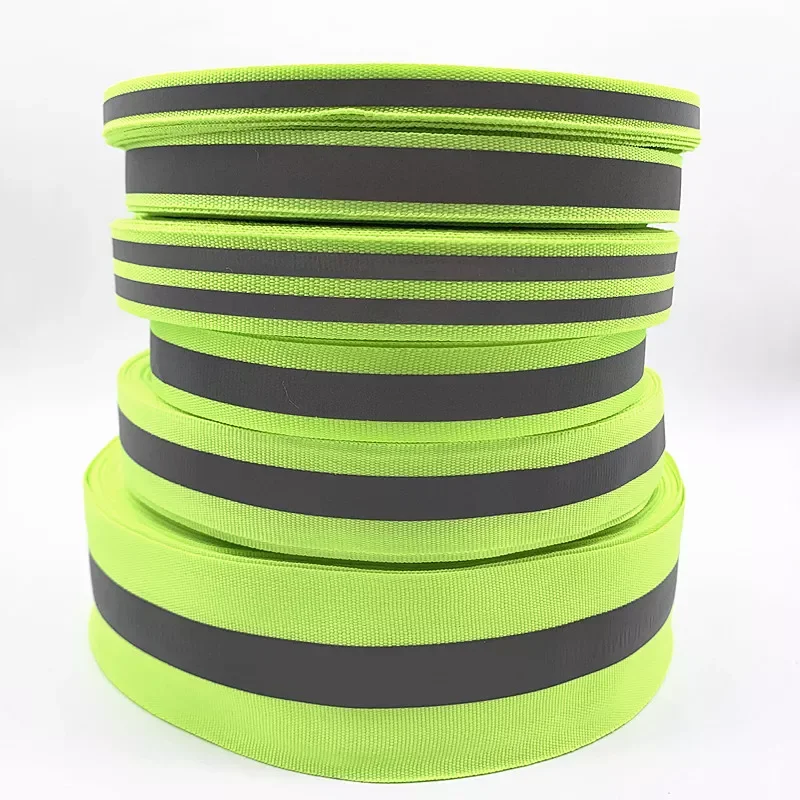 

5 Yards 10mm 15mm 20mm 25mm 50mm Fluorescent Green Safety Silver Reflective Sew on Fabric Tape Strap Vest Webbing