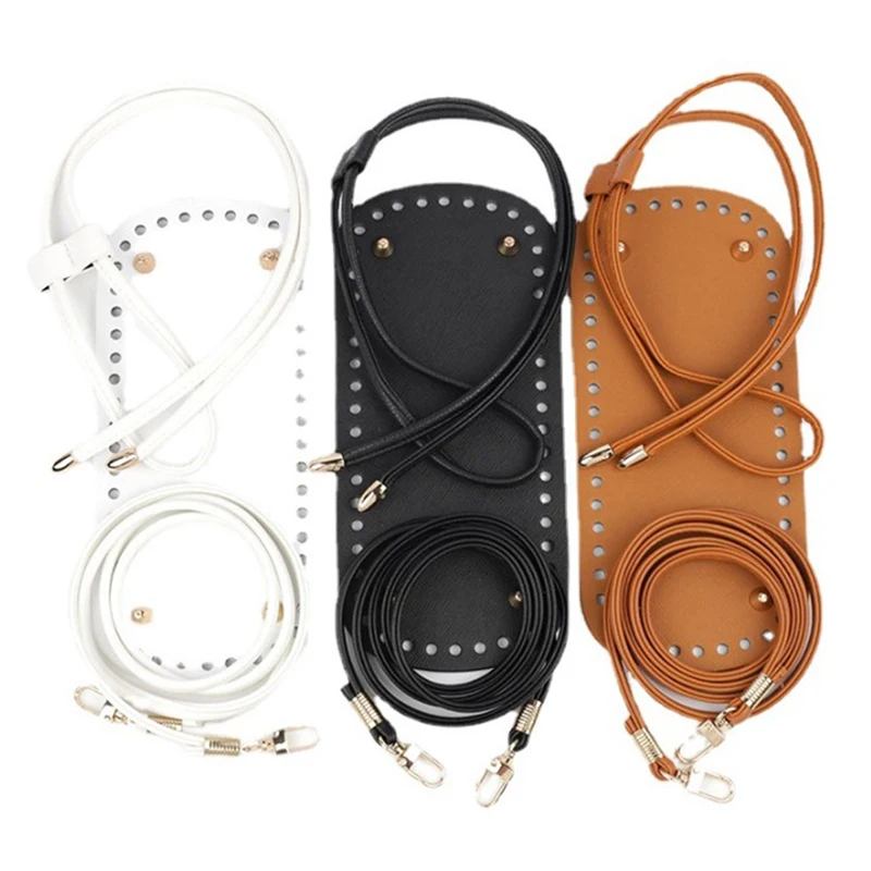 

Bottom Shaper DIY Knitting Crochet PU Leather Handbag Purse Base with Bottom Strap String Bucket Bag Accessories 3Pcs/Set Bag