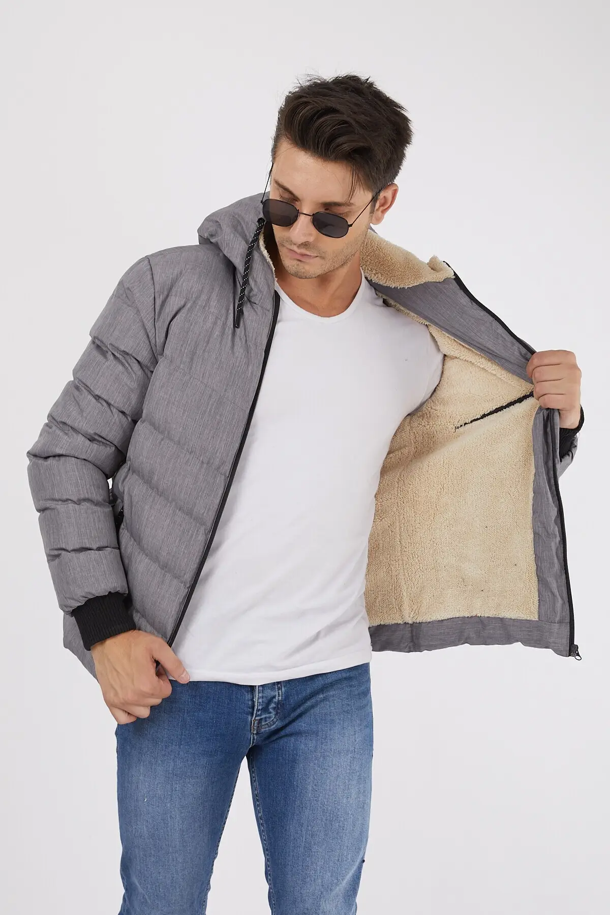 Pearl Kurk Detailed Light Gray Color Men's Inflatables