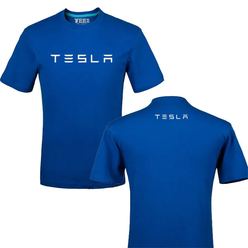 

2022 забавная футболка из 100% хлопка с принтом логотипа Тесла, летняя повседневная футболка, футболки, рубашка