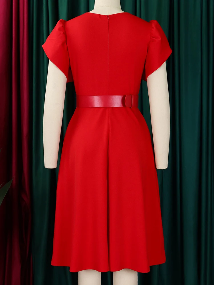 FairyShely сексуальное платье больших размеров с коротким рукавом 2024 однотонное