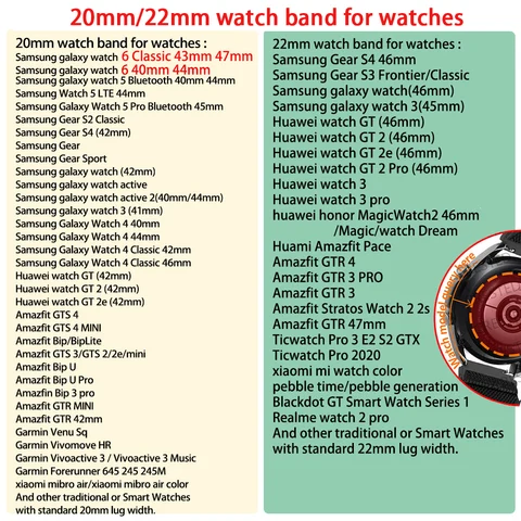 Плетеный ремешок для Samsung Galaxy Watch 6 4 classic/5 pro/active 2/s3, Huawei watch GT2 3 4