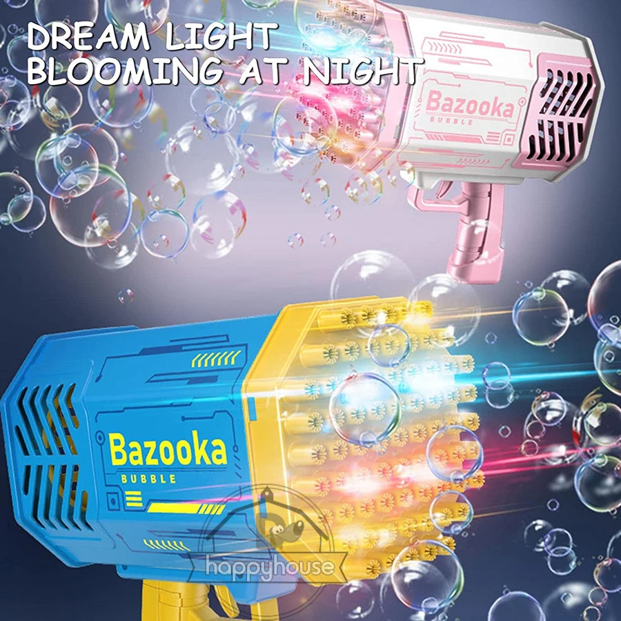 

69 Hole Gatling Bubble Machine for Children Automatic Bazooka Bubble Gun with Light Electric Soap Bubble Maker Toys For Kids