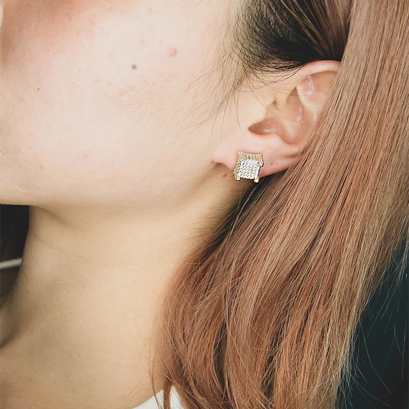 Женские и мужские серьги-гвоздики в стиле хип-хоп