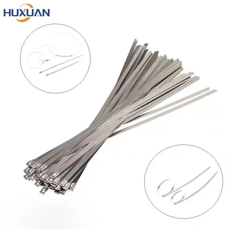 

10pcs 304 Stainless Steel Metal Cable Ties 4.6MM Multifunctional Zip-Exhaust Locking Cable Tie 150mm, 200mm, 250mm, 300mm,500mm