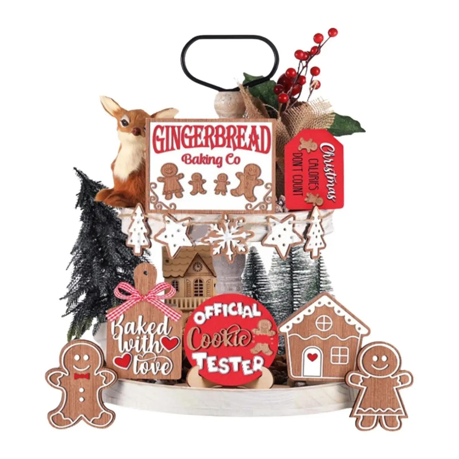 

Christmas Layered Tray Wooden Ornaments Christmas Theme Party Tables Desktop Home Display Holiday Decoration G4e1