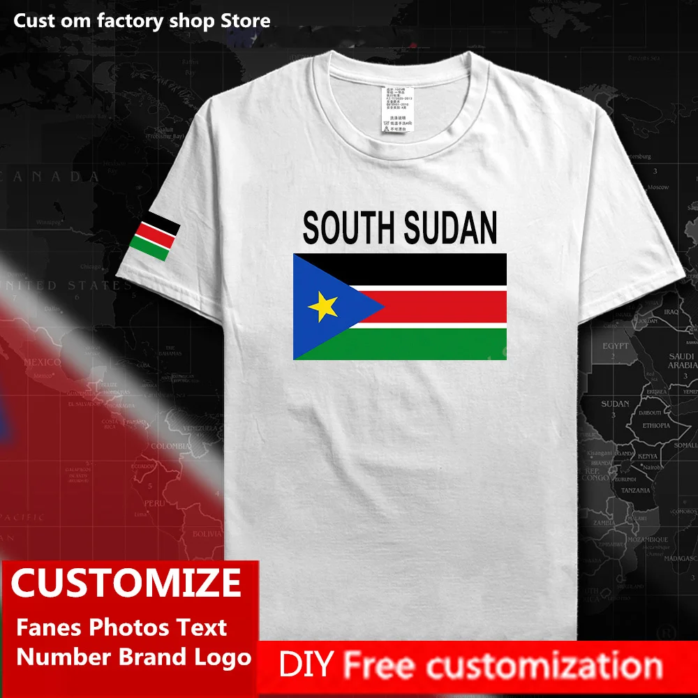 

South Sudan T shirt Custom Jersey Fans Name Number Brand LOGO Cotton Tshirt High Street Fashion Hip Hop Loose Casual T-shirt