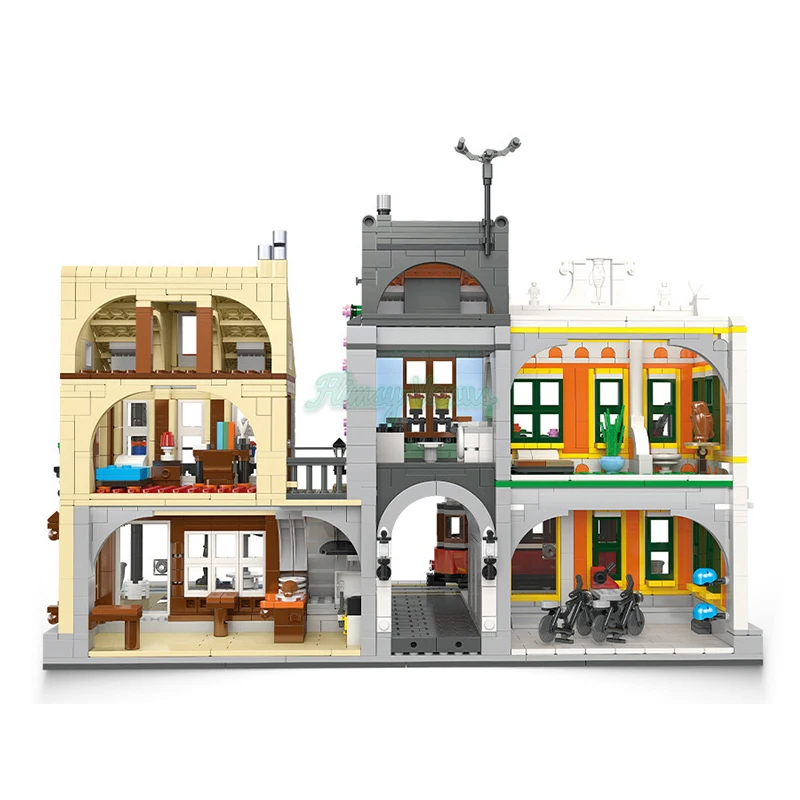 Уличный вид Лиссабонский олень железнодорожная станция с 6 куклами MOC модульные