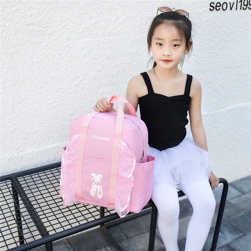Girls Princess Dance Lace Backpacks 2022 New Style Children Sweet Fashion Dance Backpack Kids Latin Ballet Bags All-match Hot