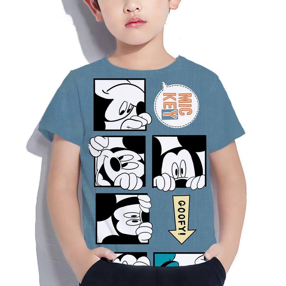 

Детская футболка с коротким рукавом, круглым вырезом и принтом Микки Мауса