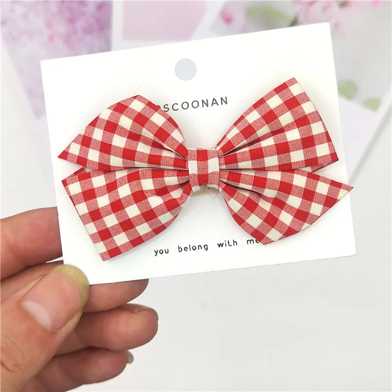 

1 Piece Pretty Lattice Plaid Ties Bows Elastic Hair Bands For Baby Girls Hairpins Barrettes Clip Scrunchy Kids Hair Accessories