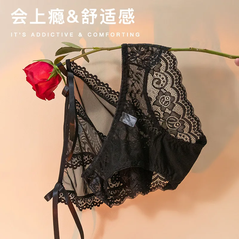 Женские сексуальные черные кружевные трусики с высокой талией большие размеры