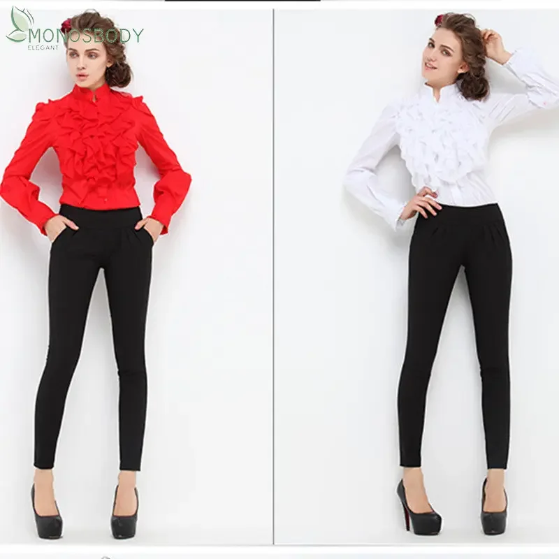 Элегантная шифоновая блузка с оборками рубашка женские деловые рубашки для