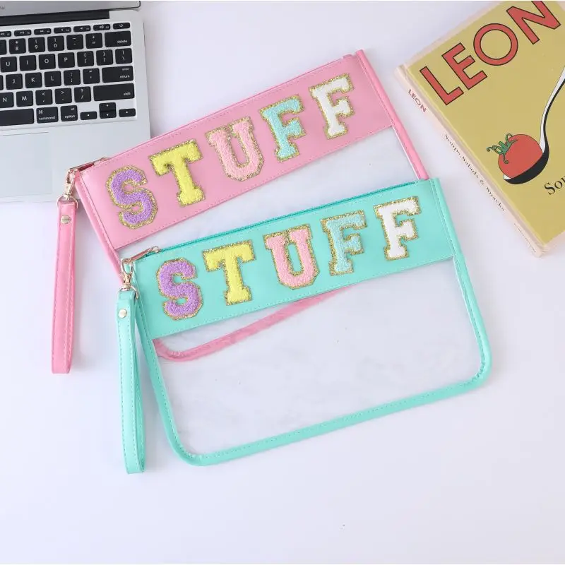 

Snack Stuff Patch Bags PVC Clear Cosmetic Organizer Toiletry Makeup Bag Stadium Concert Transparent Wrist Purse Bag For Girls