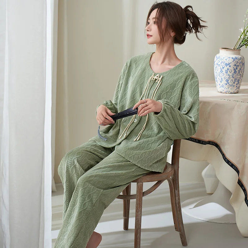 Женский пижамный комплект MENGLAIQIAN коралловый флис