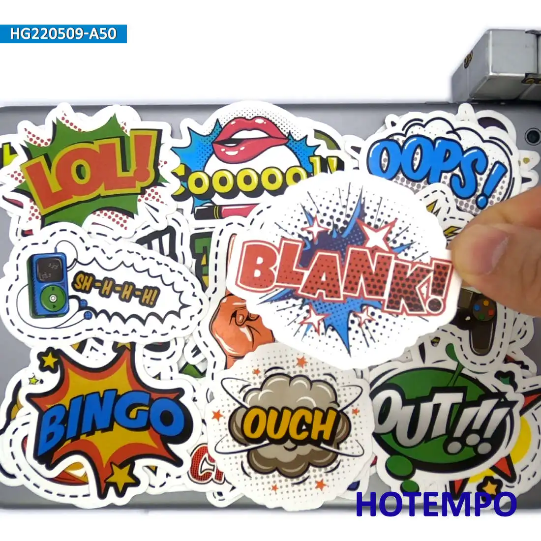 50pcs Pop Art Words Retro Fashion Funny Waterproof Sticker for Scrapbook Phone Laptop Guitar Skateboard Motorcycle Car Stickers