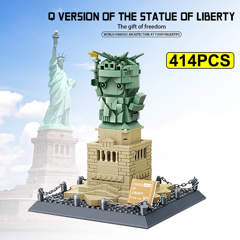 

414PCS Creative New York Statue of Liberty Building Blocks World Famous Architecture Bricks City Street View Toys Gifts For Kids