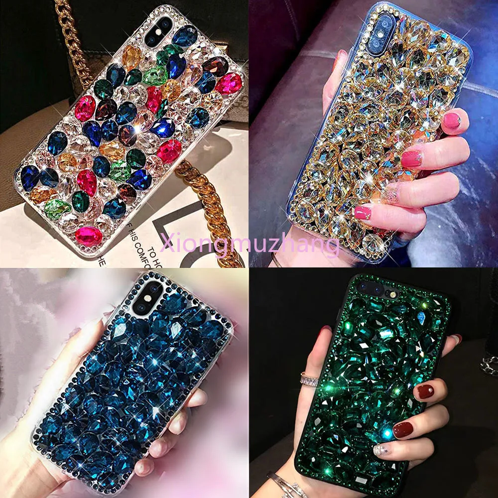 

Bling Crystal Diamond Rhinestone 3D Colorful Stones Back Cover for Huawei Honor 10X Lite 10 Lite 9 9X Lite 9X Pro 9 8 Phone Case