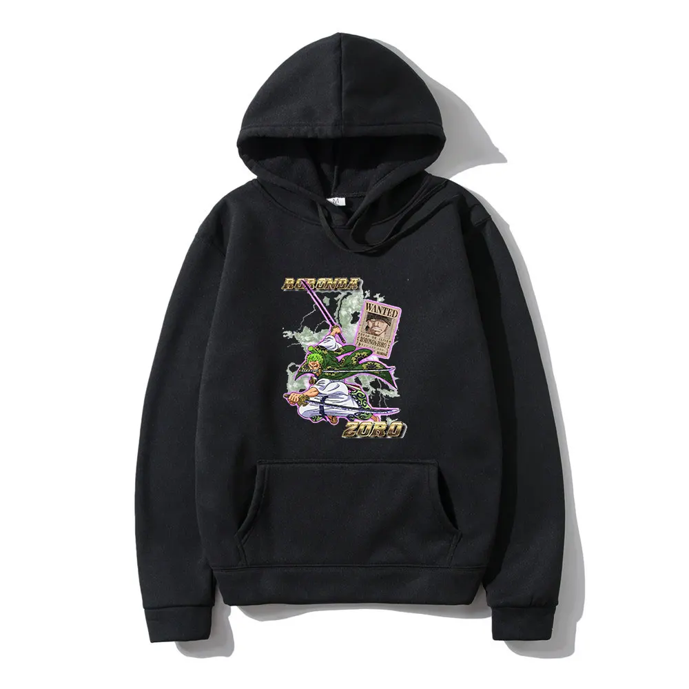 

Anime One Piece Roronoa Zoro 2021 Retro Comic Print Winter Long Sleeves Loose Man Design Niche Hoodie Hip Hop Oversized Trend