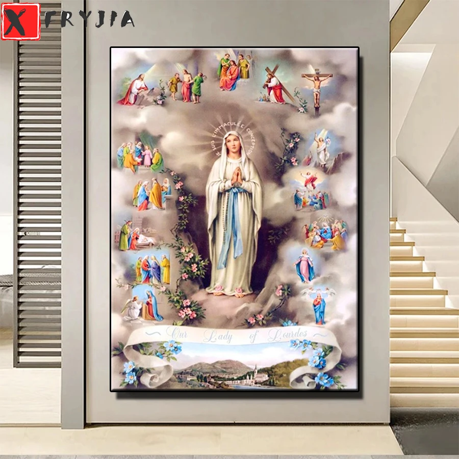 

Full square Round drill Religious Virgin Mary Diamond embroidery 5D DIY diamond Painting Cross Stitch Rhinestone Mosaic