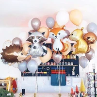 new cute large jungle hedgehog fox raccoon balloons cartoon animal foil balloon birthday safari party decor kids toys