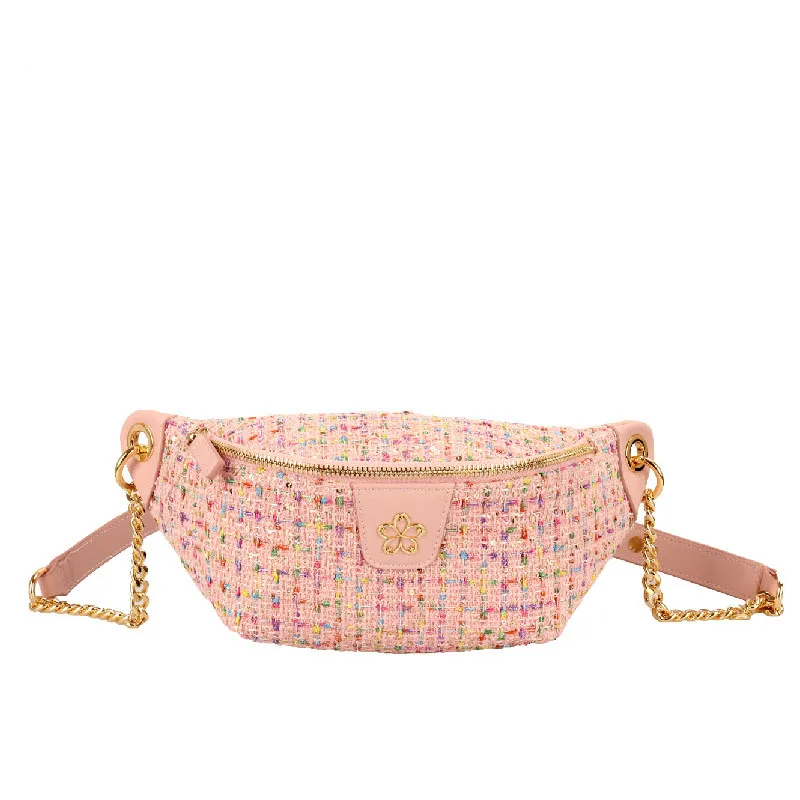 

2022 новые твидовые сетчатые красные цепочки, Женская нагрудная сумка через плечо, весна и лето, модная нагрудная сумка, поясная сумка, ...