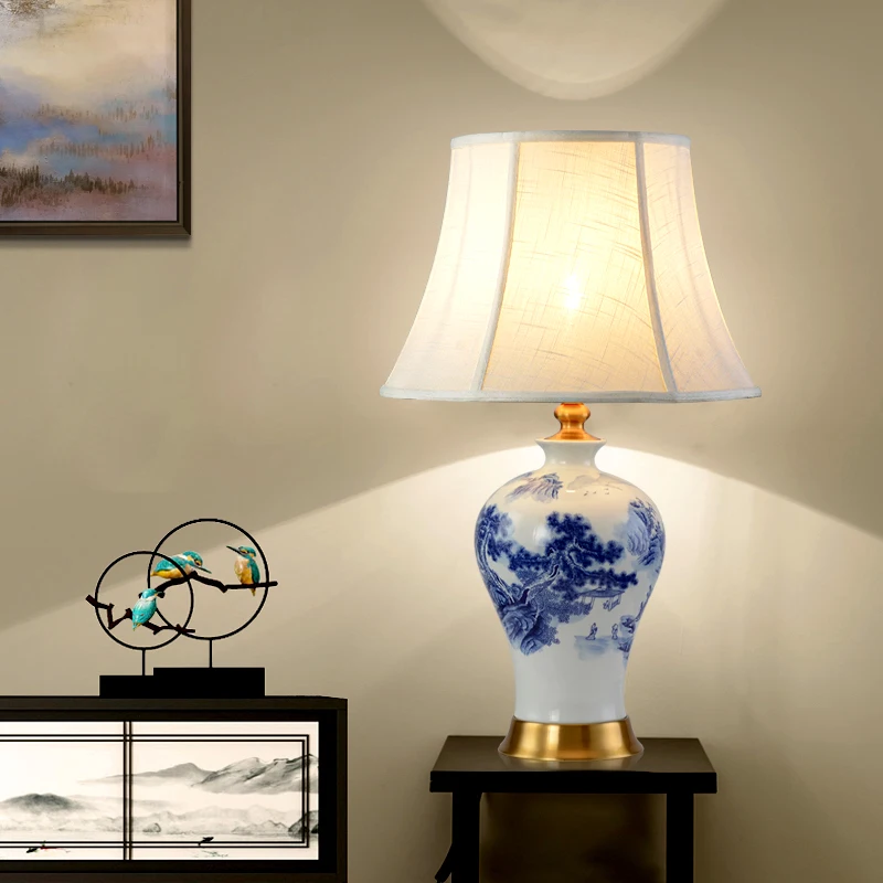 Настольная лампа прикроватная для спальни китайская креативная настольная в