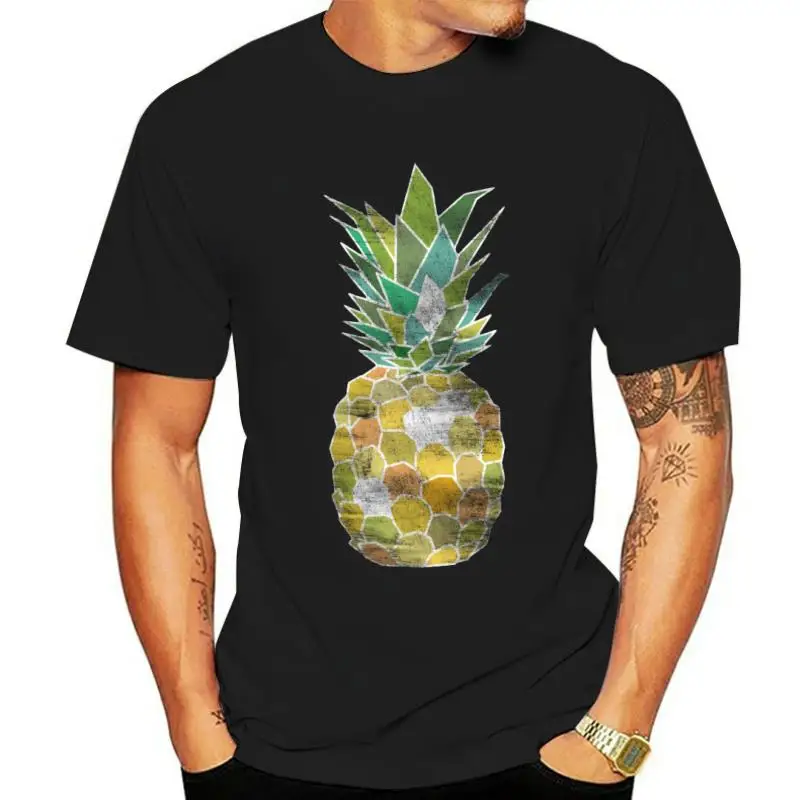 

Tropical Pineapple 2018 Vintage Drawing Print Mens Tshirt Cool Black T-shirt Casual Fitness Summer Birthday Tee Shirt Man