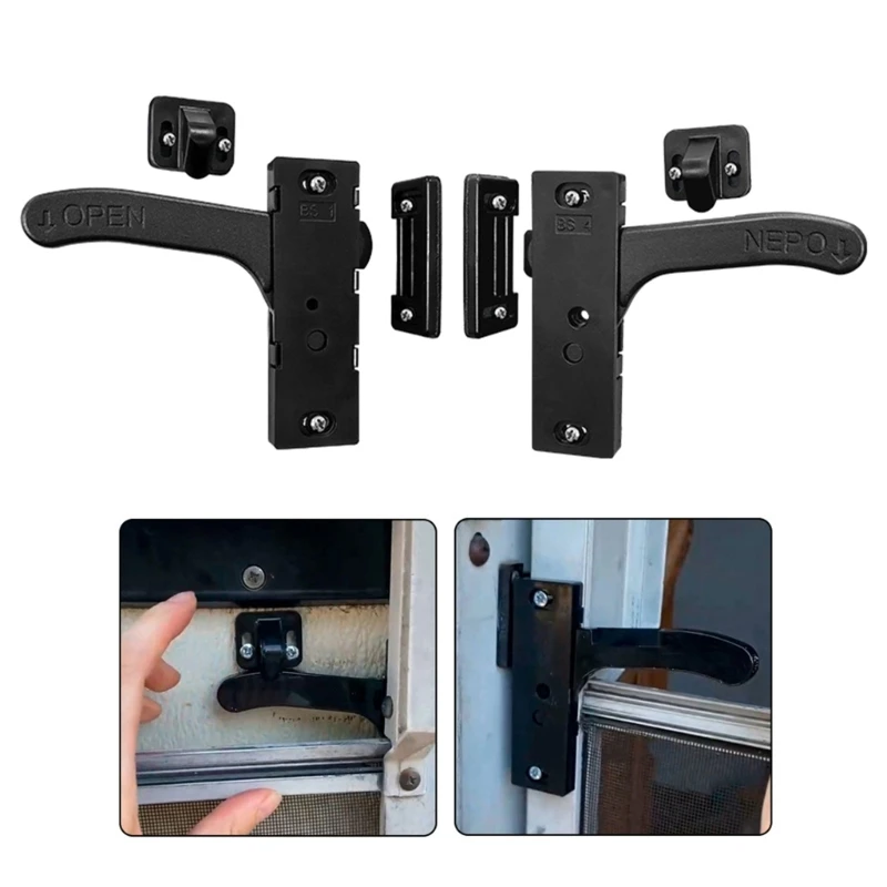 

Durable Metal Door Handle Kits Metal Handle Lock for Screen Doors Secure Your Trailer with Ease Simple Installation