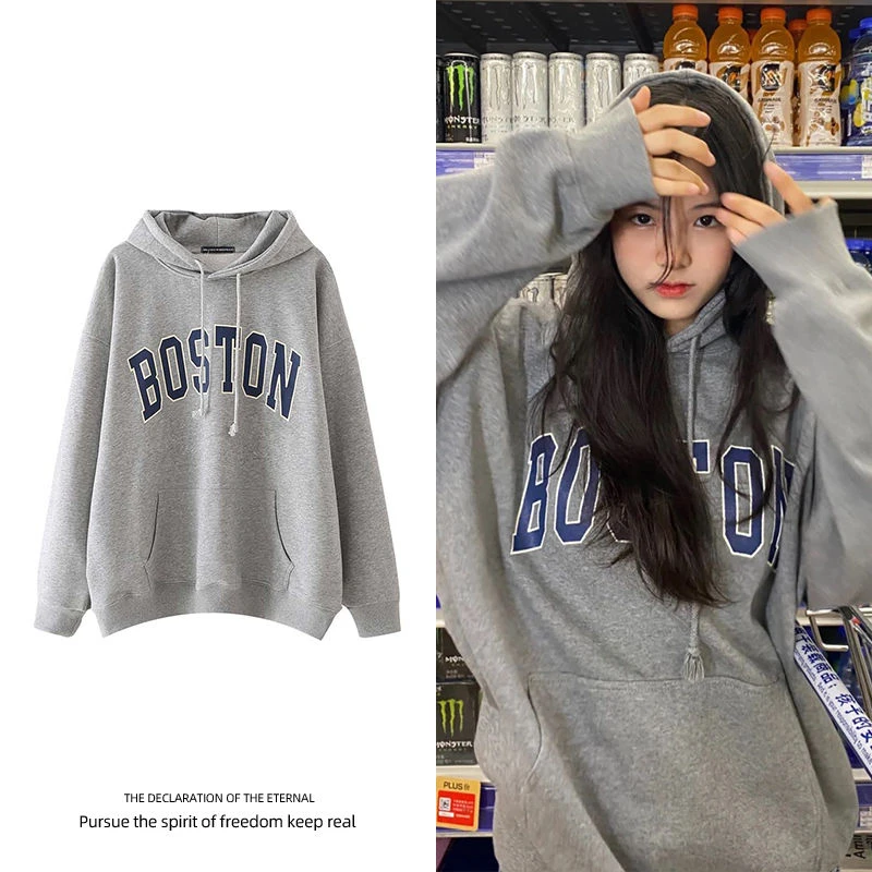 

Streetwear Hoodie Korean Style Warm Long Sleeve Pullover Girl Outfits Y2K Clothe Autumn Winter Graffiti Letter Print Sweatshirt