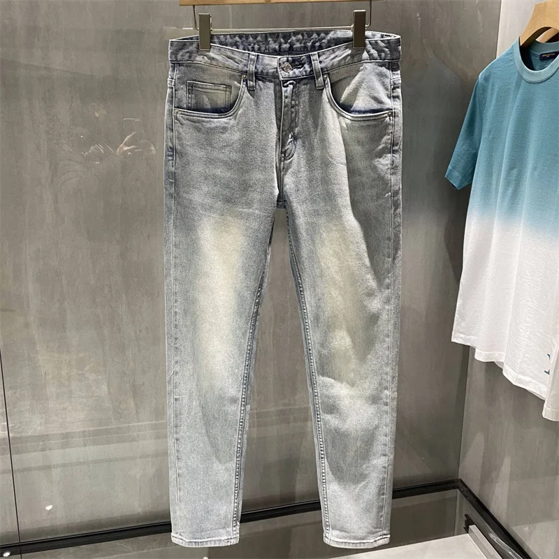 

Мужские повседневные облегающие длинные джинсы TB THOM, роскошные брендовые деловые джинсовые брюки, эластичные брюки высокого качества