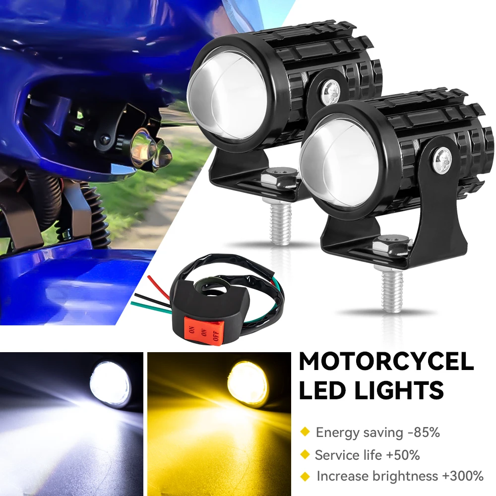 Универсальная Двухцветная Светодиодная Фара Для Мотоцикла Квадроцикла Скутера