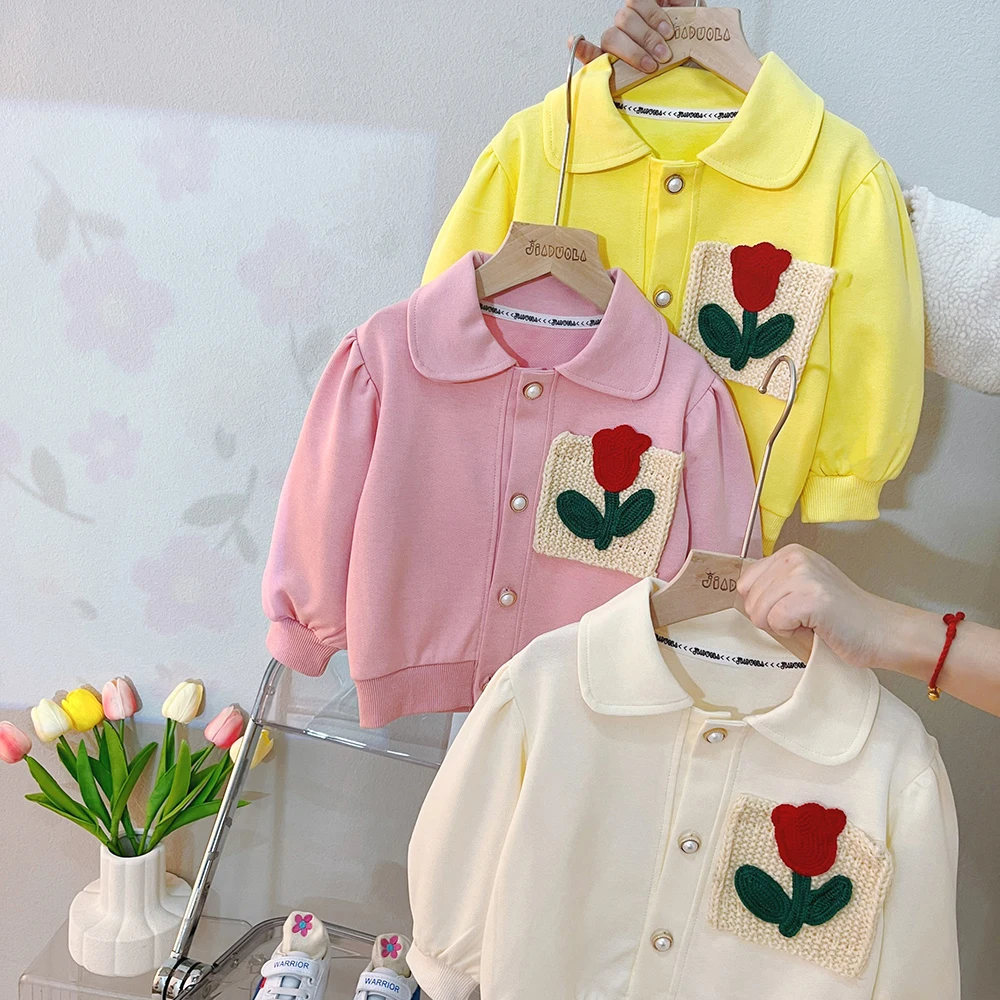 2023 Spring Baby Girls Clothing Sets Kids Floral Cardigan Tops Jeans 2 Pcs Suits Infant Casual Clothes Outfits Children Costume images - 6