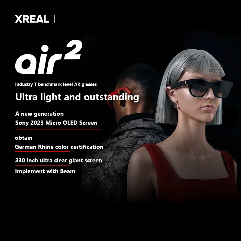Фото Оригинальные очки Xreal Air 2 AR, 120 Гц, 330 дюймов, микро-OLED, большой экран, вид 1080P, 75 г, 120 Гц, умные очки, очки для игрового монитора №3