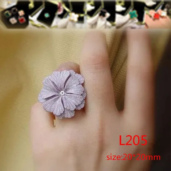 

L205 Fashion Clover Ring Round Nail Edge Big Windmill Inlaid Natural Shell Agate Malachite Jewelry