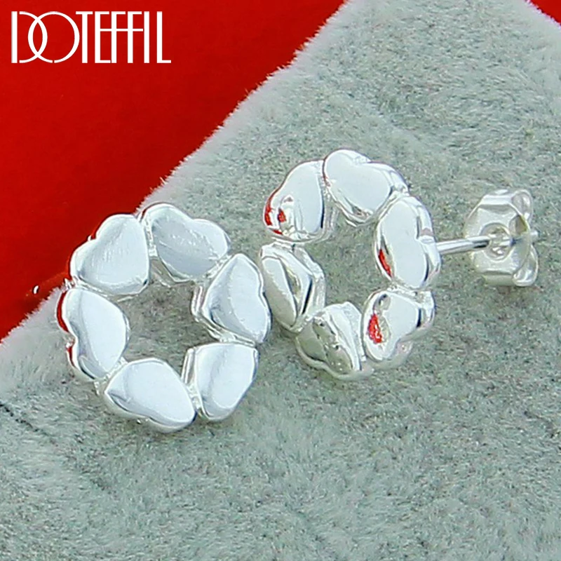 

DOTEFFIL 925 Sterling Silver Six Heart Stud Earring For Women Fashion Charm Wedding Engagement Party Jewelry