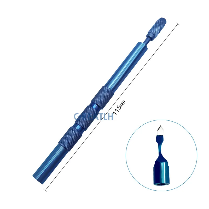 1pcs Sapphire Blade Hair Implant Pen Titanium Alloy Handle Elbow Double Lancet Hair Implanting Pen Tool