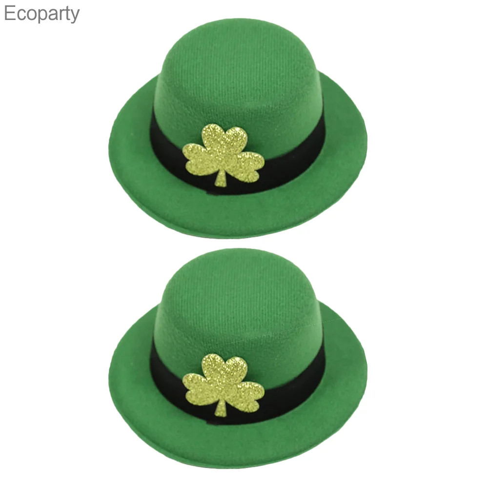 

St. Patrick's Day Green Hat Hairpin Shamrock Top Hat Decoration Irish Day Party Headwear for Unisex Hats Hair Clip 2022