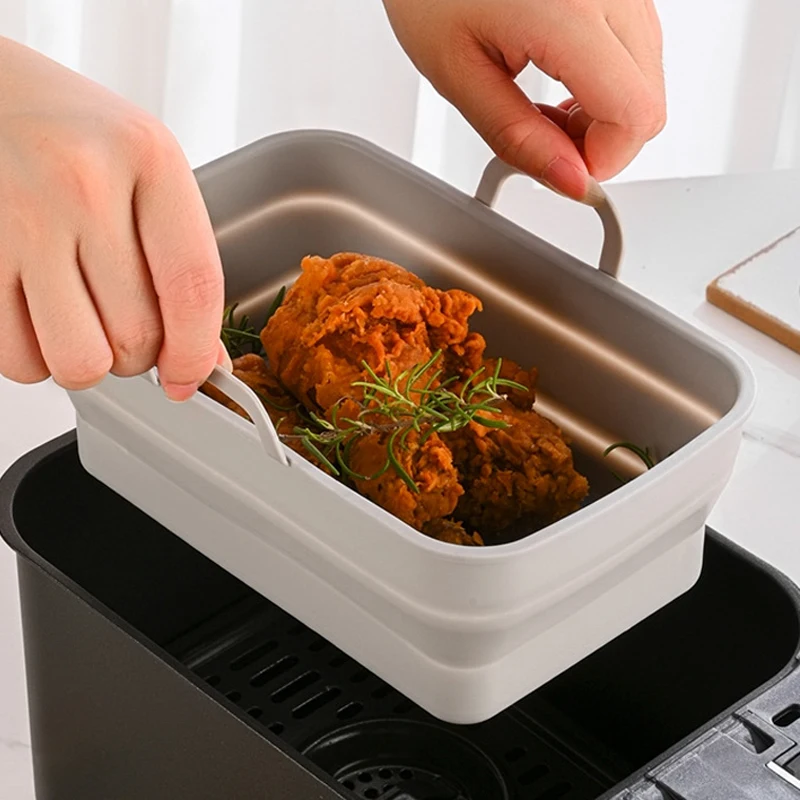 

YOMDID Silicone Mat For Air Fryer Foldable Oven Baking Tray Reusable Liner Insert Fried Chicken Basket Mat Baking Accessories
