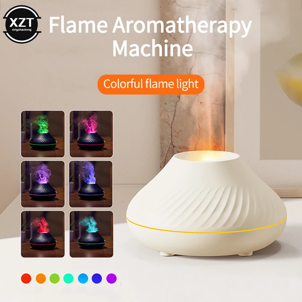 

Volcanic Flame Aroma Diffuser Essential Oil Lamp 130ml USB Portable Air Humidifier with Color Night Light Fragrance For Home Car