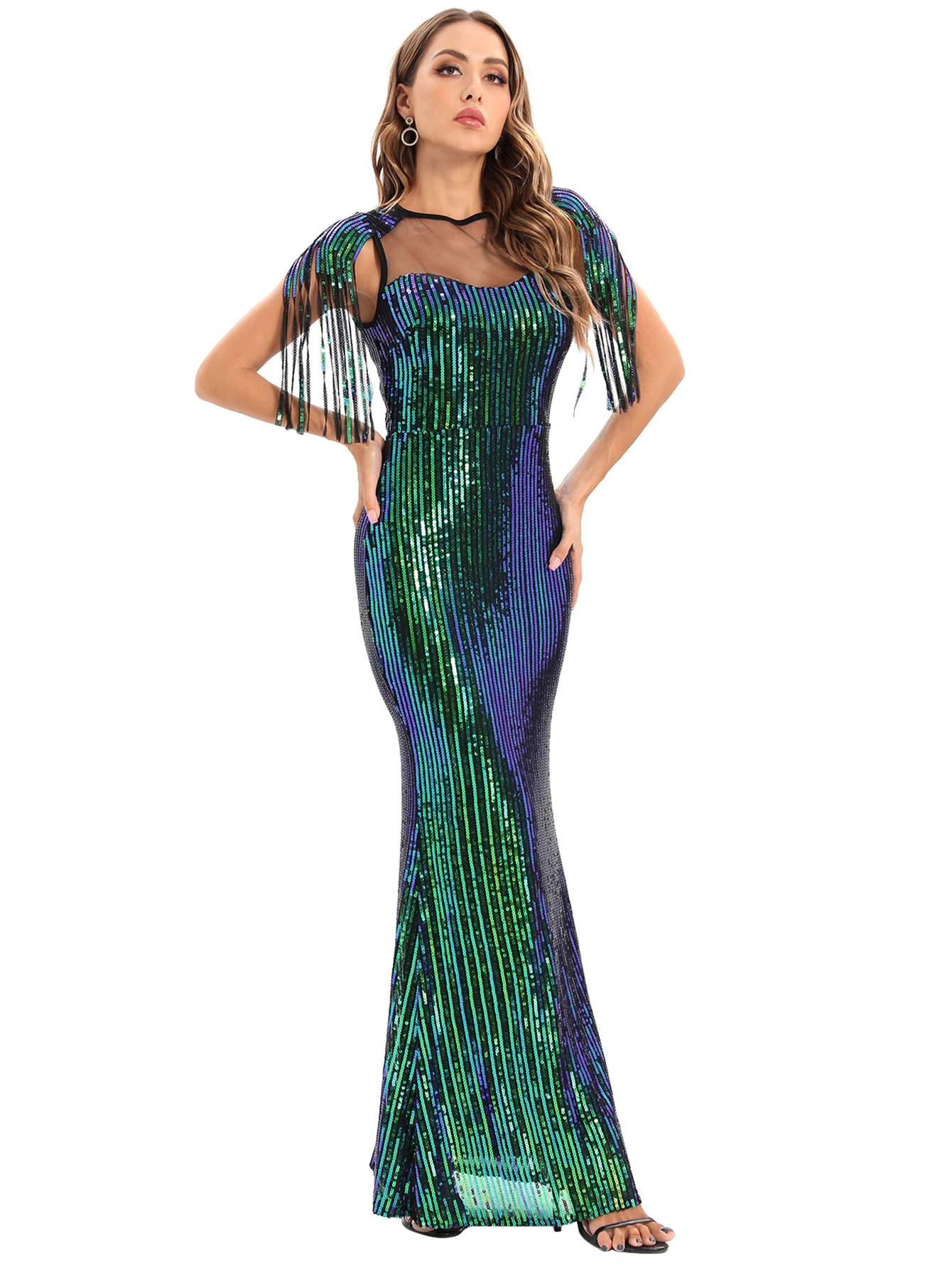 Сексуальное прозрачное облегающее летнее платье с блестками женское элегантное