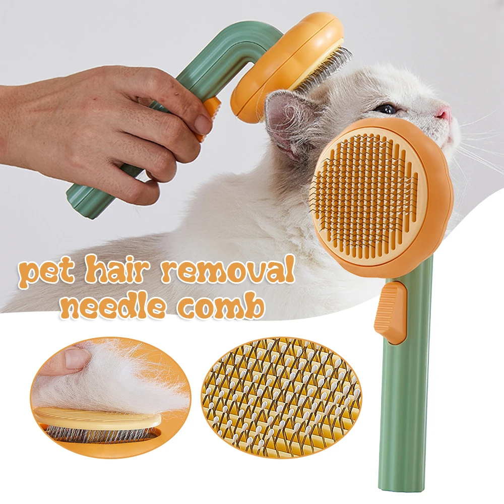 

Гребень для удаления шерсти домашних животных, расческа из нержавеющей стали с тыквой, самоочищающаяся, для кошек и собак