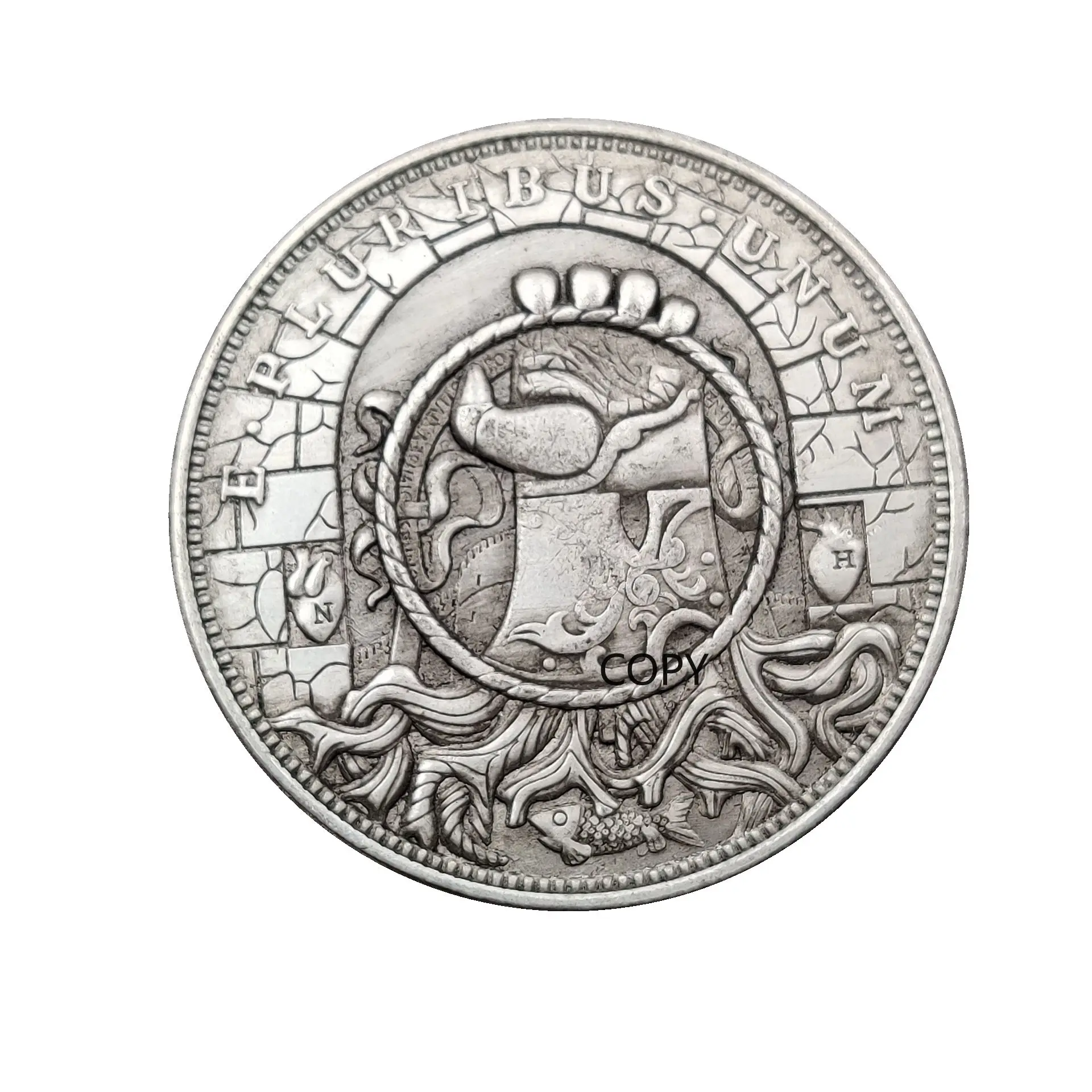 

1pc Collection coins one-handed grasping ring skull coins decoration supplies gift Commemorative coins