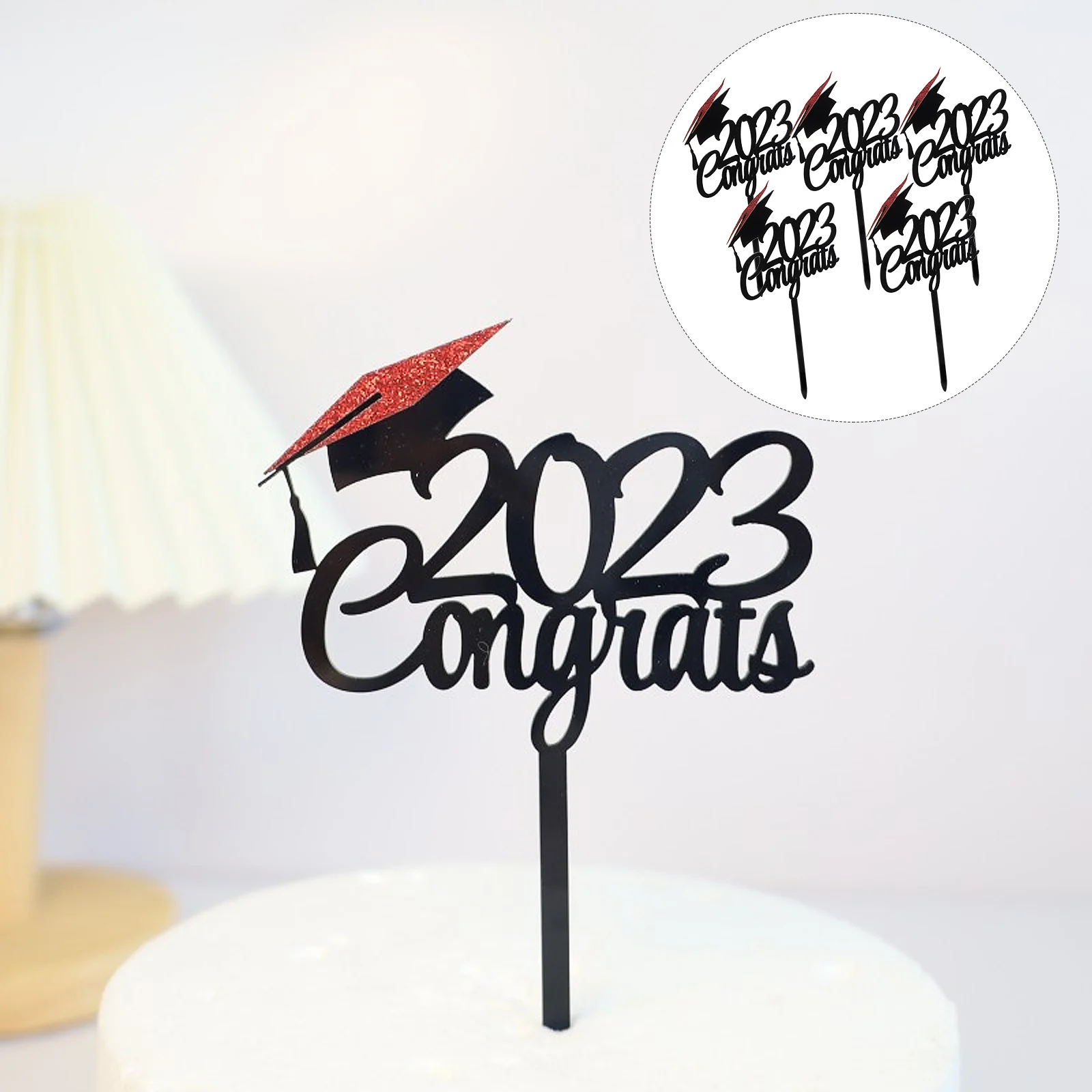 

Graduation Cupcake Toppers Cake Grad Picks Decorations Party Topper Hat Congrats Cakes Cap Class Supplies Decor Centerpieces