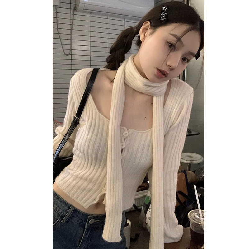 

Зима 2022 для женщин в Корейском стиле ретро теплый мягкий тонкий вязаный пуловер с длинными рукавами Топы