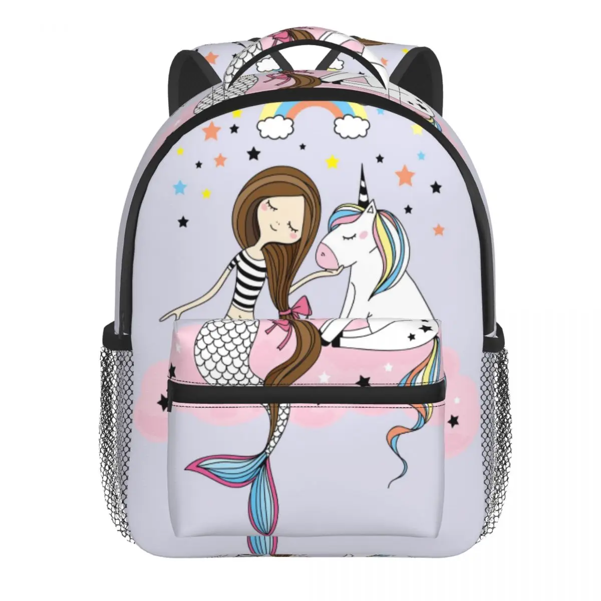 Little Unicorn And Mermaid Sitting At The Pink Cloud Baby Backpack Kindergarten Schoolbag Kids Children School Bag