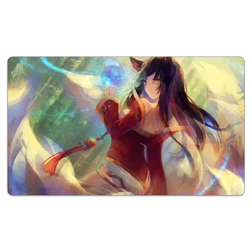

9-хвостовой игровой коврик Ahri Fox + переносная сумка с шумоподавлением Тканевый Резиновый коврик для стола совместимый с игровой картой